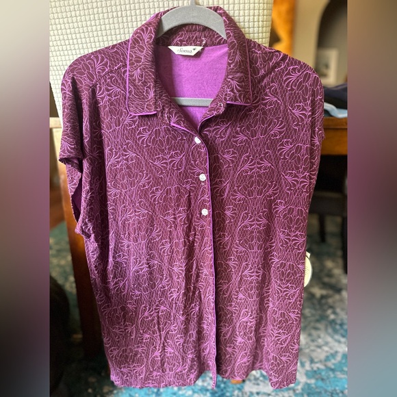 Soma Tops - Soma Cool Nights Purple Button-Up Top